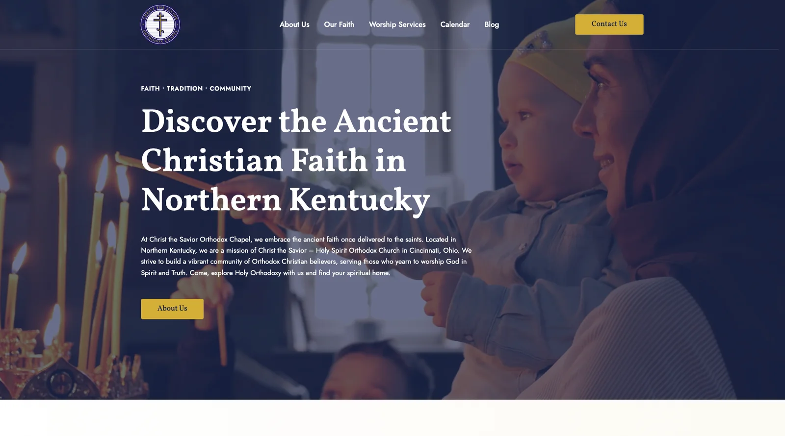Church website design Cincinnati: the Christ the Savior Orthodox Chapel homepage