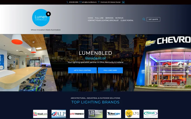 Lumen8 LED commercial lighting distributor website