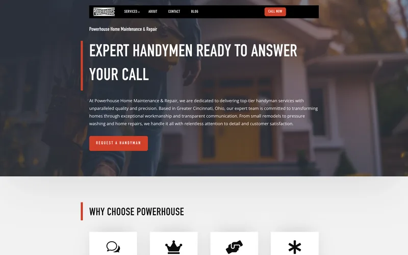 Powerhouse Home Maintenance and Repair handyman website, Cincinnati